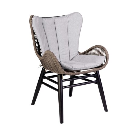 Armen Living Fanny Outdoor Patio Dining Chair in Dark Eucalyptus Wood and Truffle Rope 840254335936